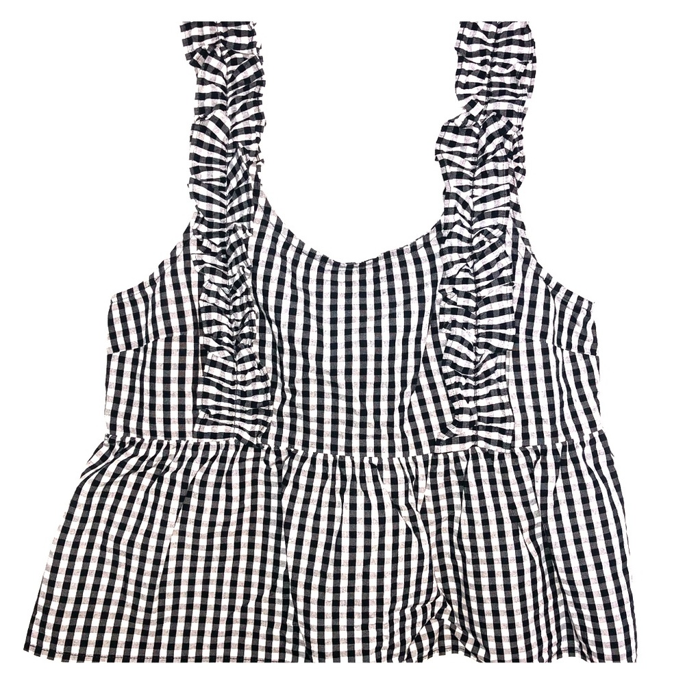 Black/White Gingham Tank Blouse